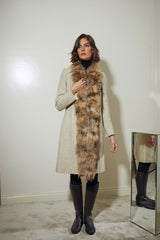 ABRIGO LANA CORTOS CON CUELLO PELO ZORRO BEIG