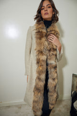 ABRIGO LANA CORTOS CON CUELLO PELO ZORRO BEIG