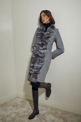 ABRIGO LANA CORTOS CON CUELLO PELO ZORRO GRIS