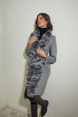 ABRIGO LANA CORTOS CON CUELLO PELO ZORRO GRIS