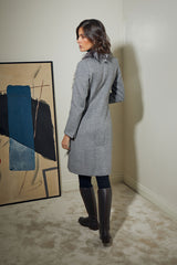 ABRIGO LANA CORTOS CON CUELLO PELO ZORRO GRIS