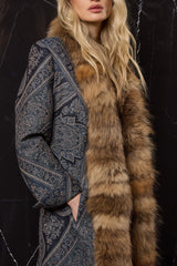 ABRIGO LARGO LANA CON CUELLO PELO ZORRO