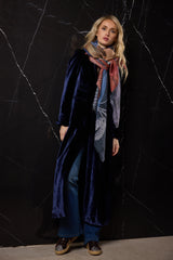 ABRIGO TERCIOPELO SEDA 1 BOTON AZUL