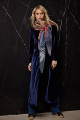 ABRIGO TERCIOPELO SEDA 1 BOTON AZUL