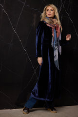 ABRIGO TERCIOPELO SEDA 1 BOTON AZUL