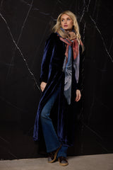 ABRIGO TERCIOPELO SEDA 1 BOTON AZUL