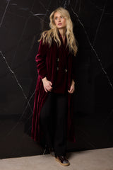 ABRIGO TERCIOPELO SEDA 1 BOTON GRANATE