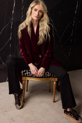 ABRIGO TERCIOPELO SEDA 1 BOTON GRANATE