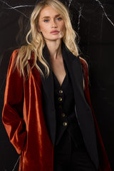 ABRIGO TERCIOPELO SEDA 1 BOTON TEJA