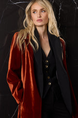 ABRIGO TERCIOPELO SEDA 1 BOTON TEJA