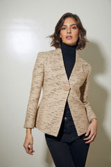BLAZER CORTA 1 BOTON BEIG Y NEGRO
