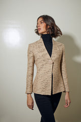 BLAZER CORTA 1 BOTON BEIG Y NEGRO