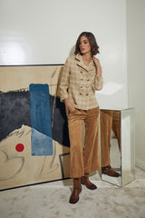 BLAZER CORTA CRUZADA PATA GALLO BEIG