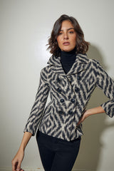 BLAZER CORTA CRUZADA ZIG ZAG NEGRO Y BEIG
