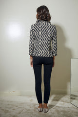 BLAZER CORTA CRUZADA ZIG ZAG NEGRO Y BEIG