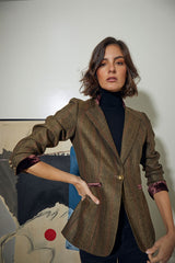 BLAZER LEVITA 1 BOTON Y CUELLO MAO TERCIOPELO VERDE