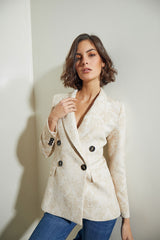 BLAZER SASTRE CRUZADA BEIG BROCADA