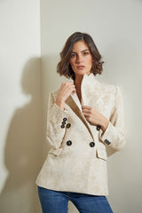 BLAZER SASTRE CRUZADA BEIG BROCADA