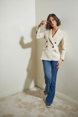 BLAZER SASTRE CRUZADA BEIG BROCADA