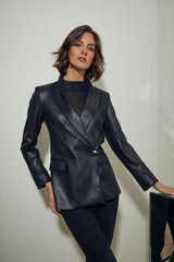 BLAZER SASTRE CRUZADA PIEL SINTETICA NEGRA