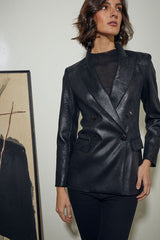 BLAZER SASTRE CRUZADA PIEL SINTETICA NEGRA