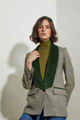 BLAZER SASTRE CUELLO SMOKING TERCIOPELO CUADRITOS VERDE