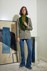 BLAZER SASTRE CUELLO SMOKING TERCIOPELO CUADRITOS VERDE