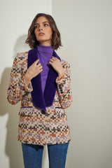 BLAZER SASTRE CUELLO SMOKING TERCIOPELO CUADROS morado