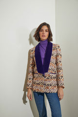 BLAZER SASTRE CUELLO SMOKING TERCIOPELO CUADROS morado
