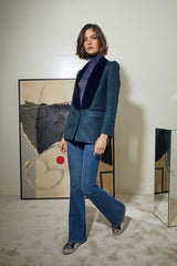 BLAZER SASTRE CUELLO SMOKING TERCIOPELO ESPIGA AZUL