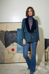 BLAZER SASTRE CUELLO SMOKING TERCIOPELO ESPIGA AZUL