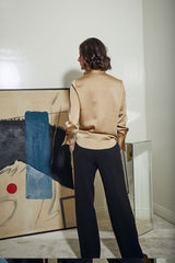 BLUSA CAMISERA PUÑO BEIG