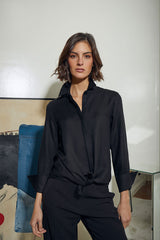 BLUSA CAMISERA PUÑO NEGRA