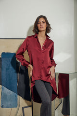BLUSA PINGÜINO CON PUÑO GRANATE
