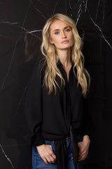 MARISA ARACIL BLUSA CAMISERA NUDO NEGRA