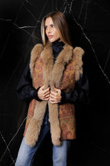 CHALECO JACQUARD CON PELO DE ZORRO