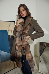 ABRIGO LANA CORTOS CON CUELLO PELO ZORRO MARRON CLARO