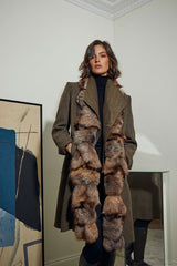 ABRIGO LANA CORTOS CON CUELLO PELO ZORRO MARRON CLARO