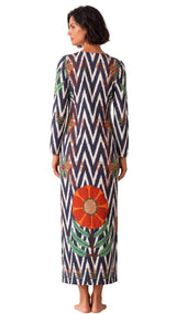 KAFTAN PICO IKAT ZIG ZAG AZUL