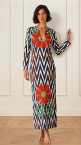 KAFTAN PICO IKAT ZIG ZAG AZUL