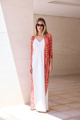 KAFTAN ABIERTO TUL ANIMAL PRINT ROJO