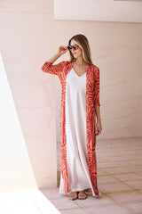 KAFTAN ABIERTO TUL ANIMAL PRINT ROJO