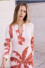 KAFTAN ESCOTE MEXI PALMERA TEJA