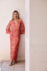 KAFTAN ESCOTE PICO ANIMAL PRINT ROJO