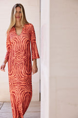 KAFTAN ESCOTE PICO ANIMAL PRINT ROJO