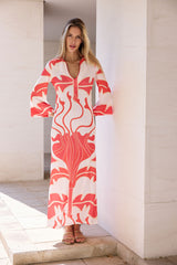 KAFTAN ESCOTE PICO FLOR SALMÓN