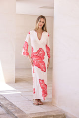 KAFTAN ESCOTE PICO HOJAS MAGENTA