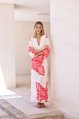 KAFTAN ESCOTE PICO HOJAS MAGENTA