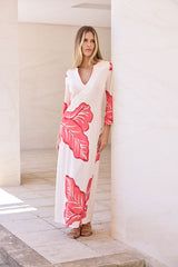 KAFTAN ESCOTE PICO HOJAS MAGENTA