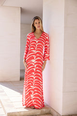 KAFTAN ESCOTE PICO HOJAS ROJAS